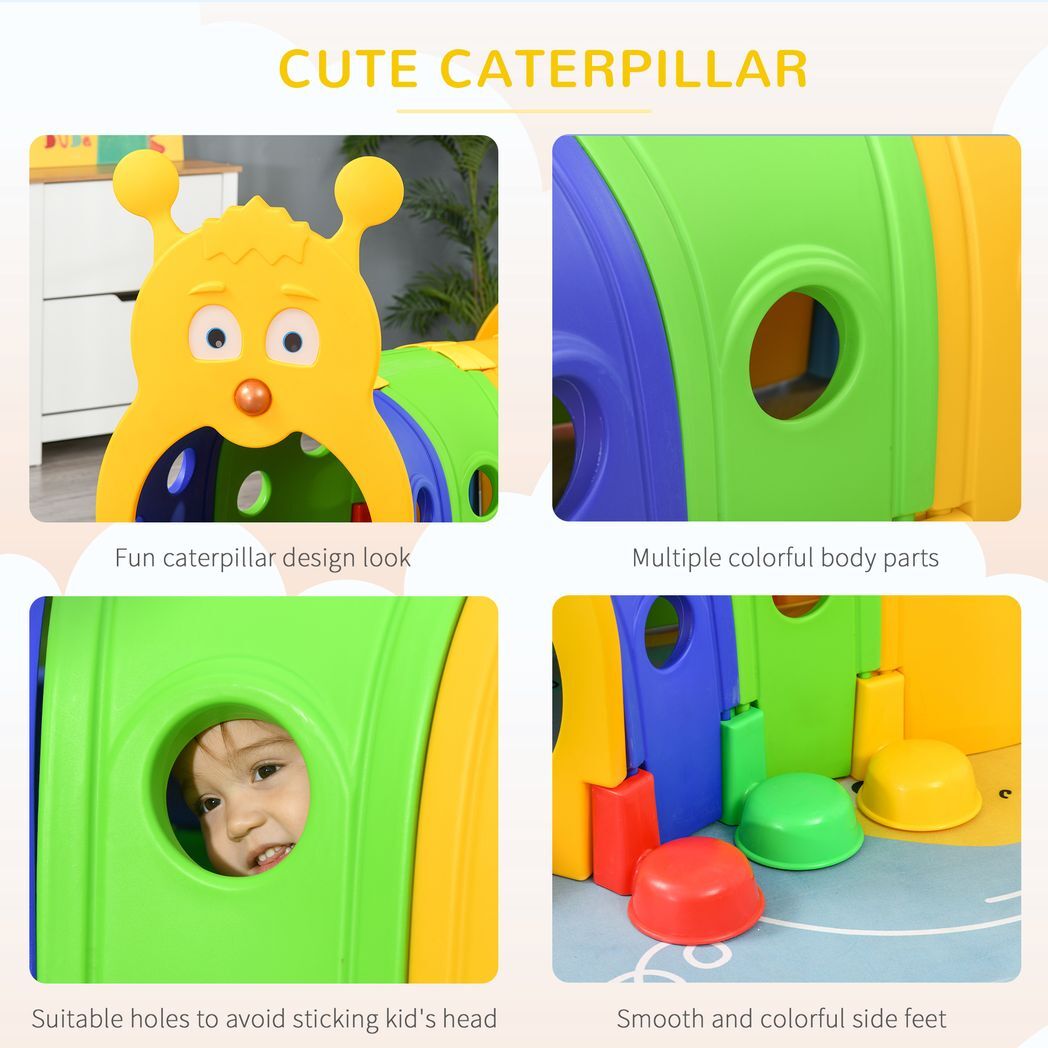 Outsunny Play Tunnel, Caterpillar Climbing Tunnel, Toddler Play Structure