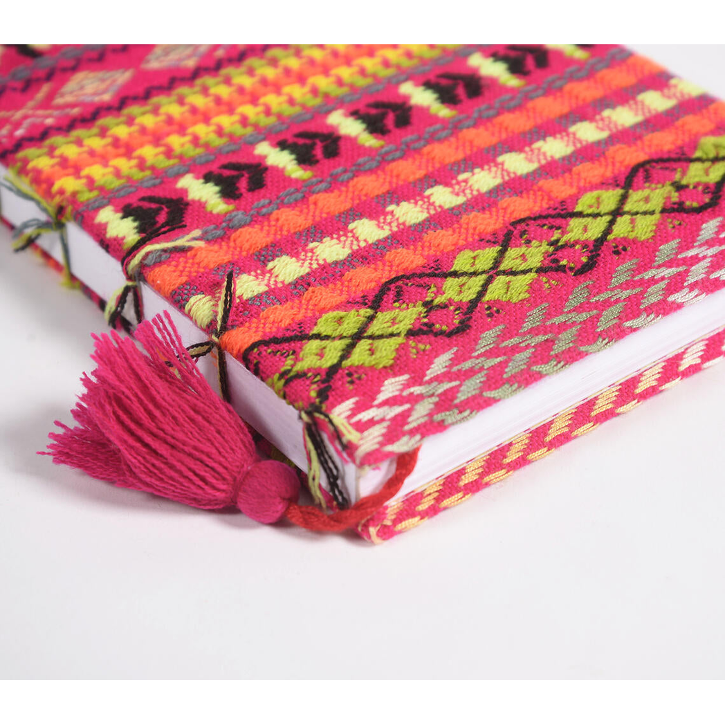 Hand Bound Fabric Diary with Tassel Bookmark_1