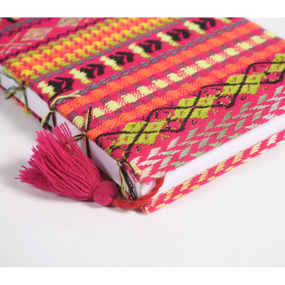Hand Bound Fabric Diary with Tassel Bookmark_1