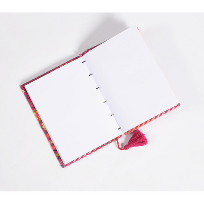 Hand Bound Fabric Diary with Tassel Bookmark_1
