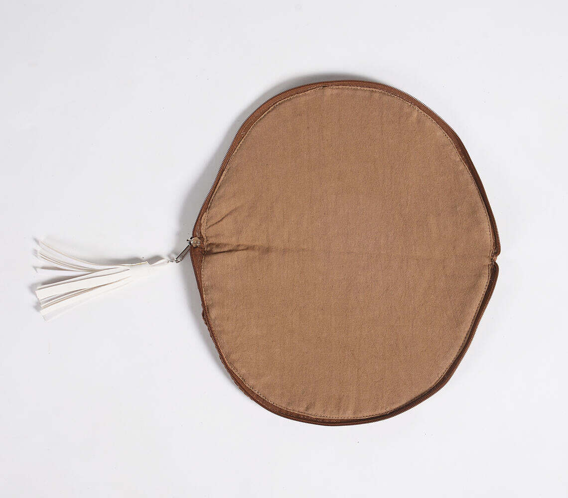 Woven Paper Raffia Half Moon Clutch