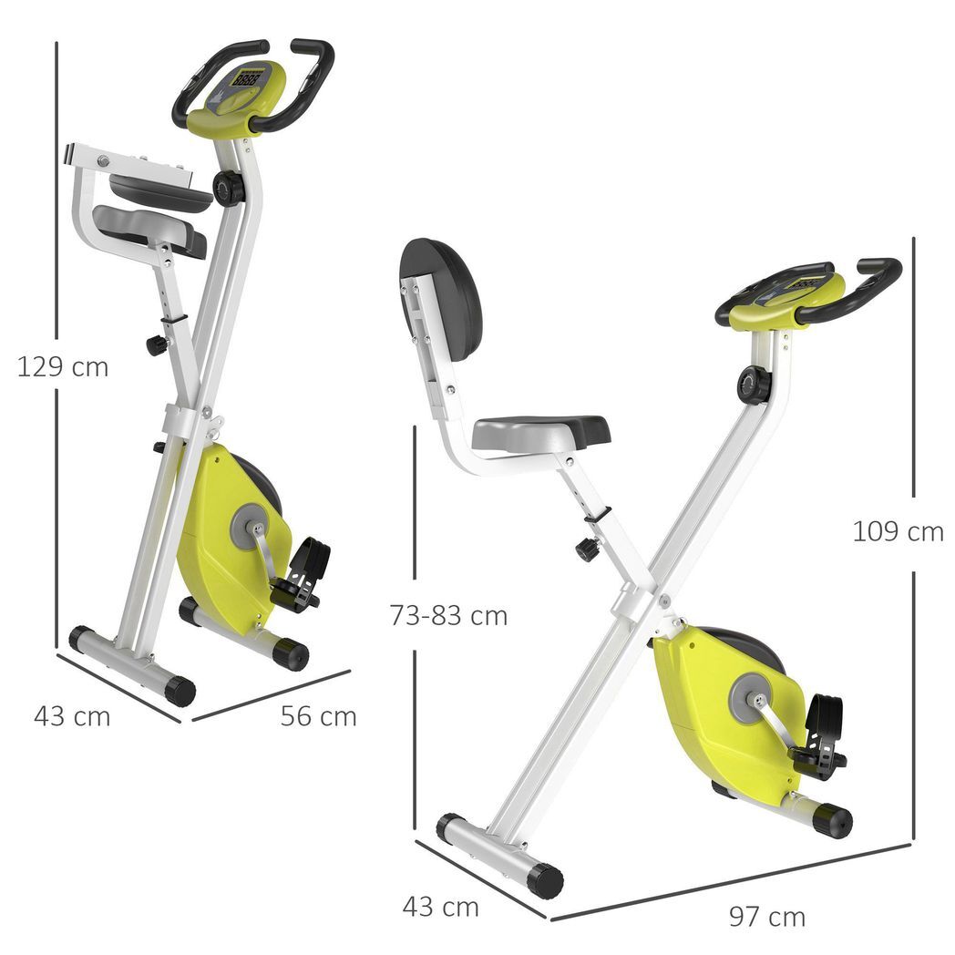 Magnetic Resistance Exercise Bike Foldable LCD Adjustable Seat Yellow