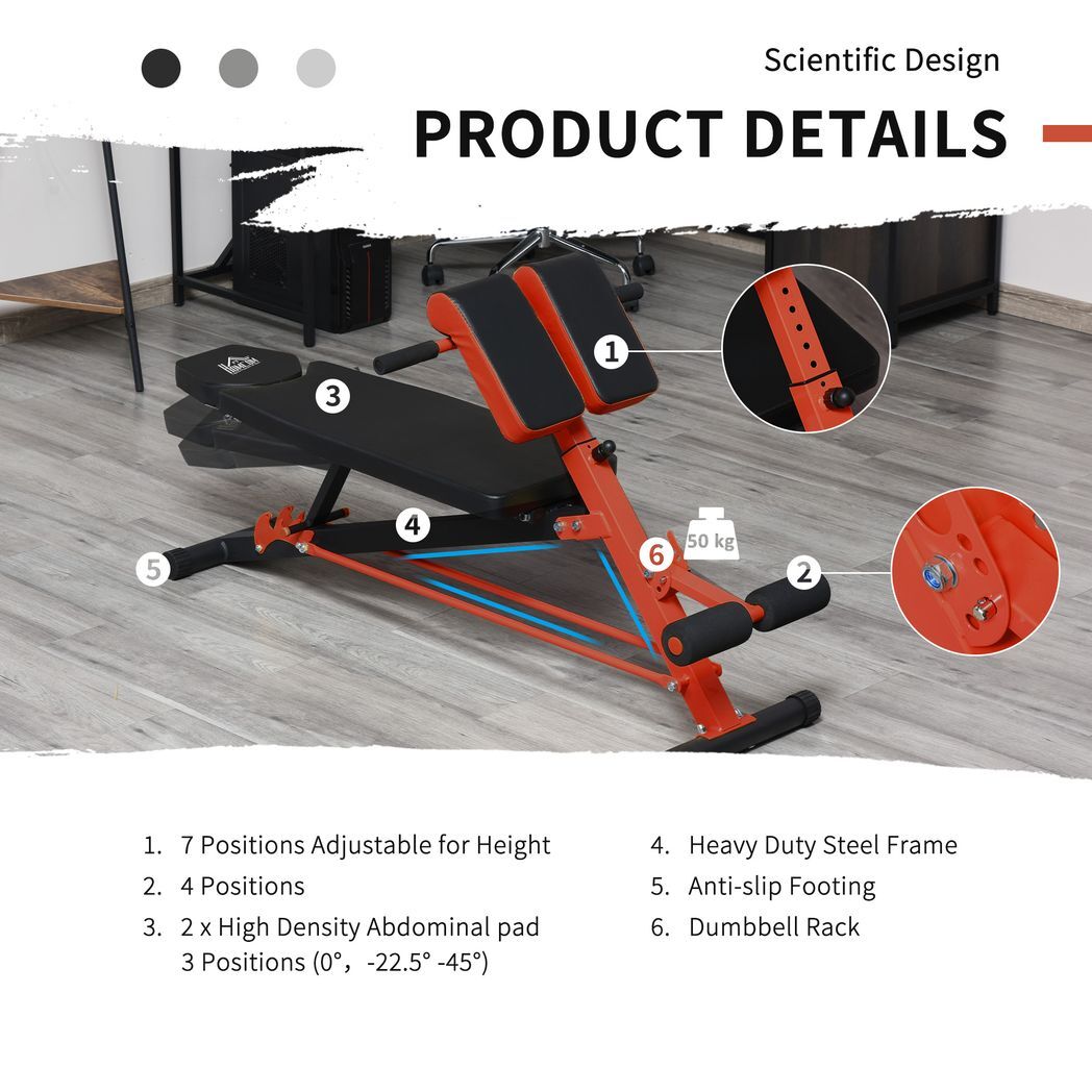 Multifunctional Adjustable Hyper Dumbbell Bench Fitness Machine Black