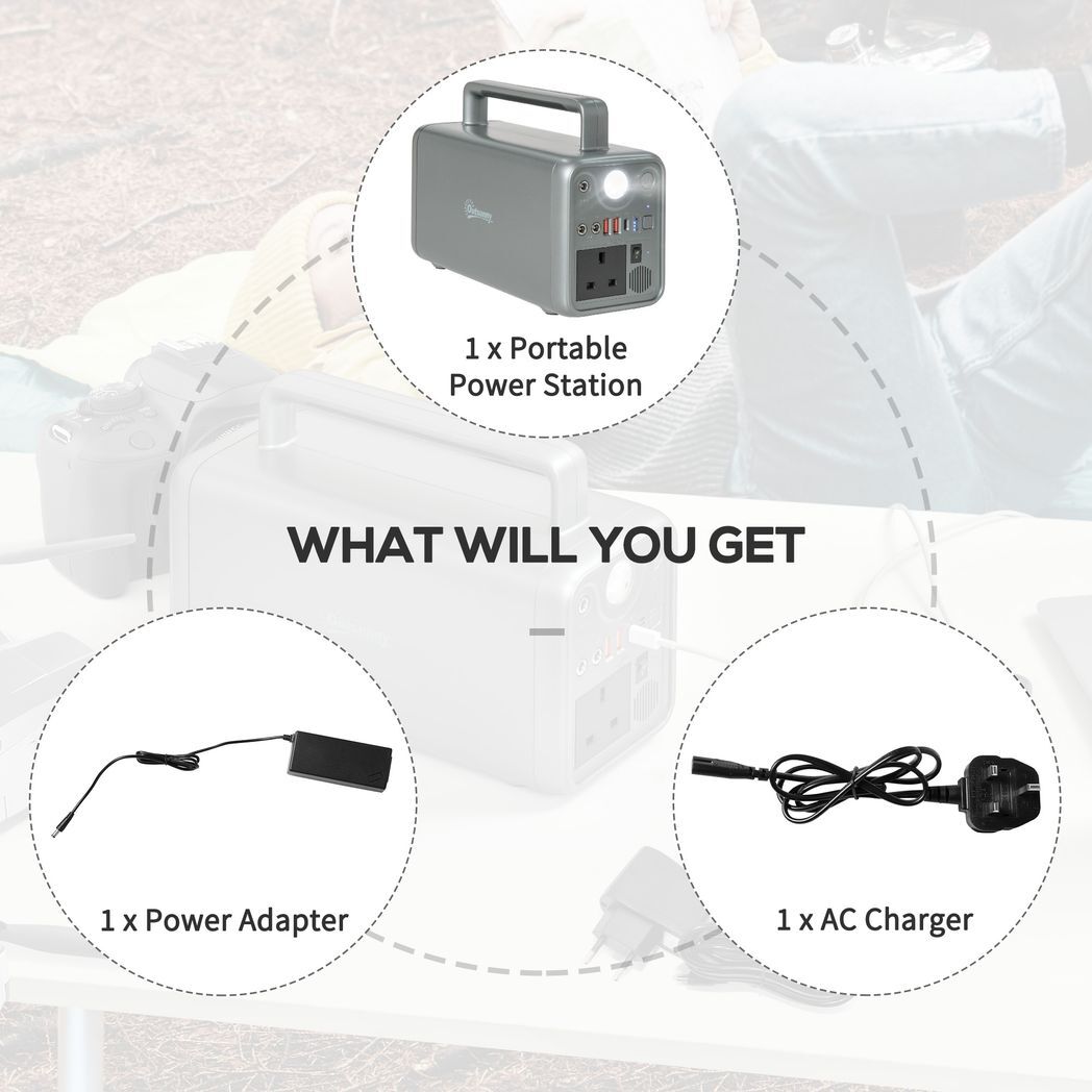 230.4Wh Portable Power Station with AC Outlets USB/PD/CAR Ports