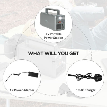 230.4Wh Portable Power Station with AC Outlets USB/PD/CAR Ports