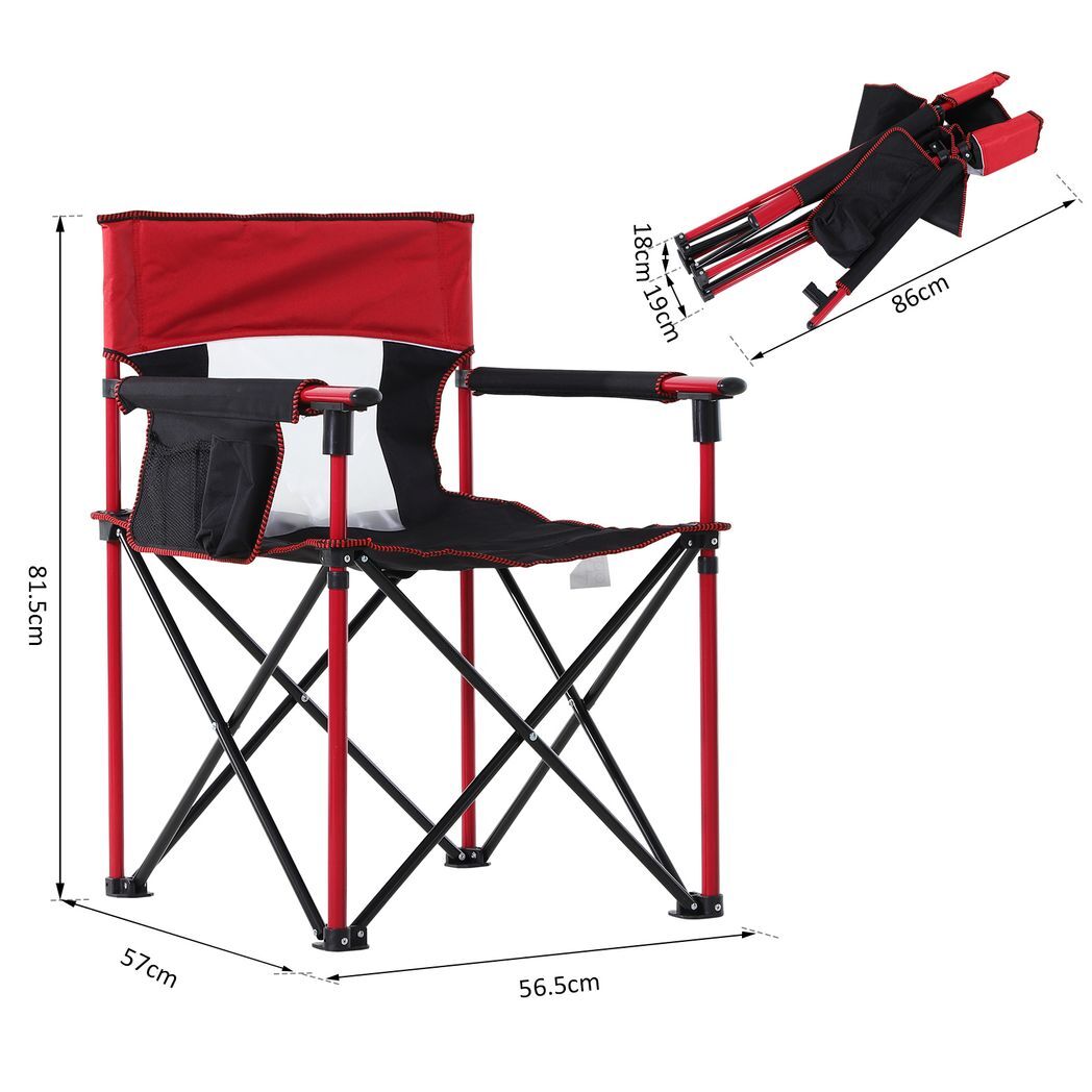 Outdoor Folding Fishing Camping Chair w/Cup Holder,Pocket,Backrest Red