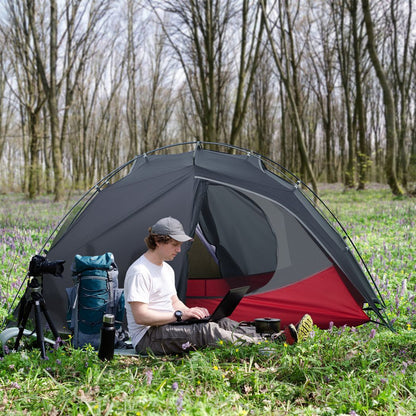 Camping Tent Compact 2 Man Dome Tent for Hiking Garden Dark Grey