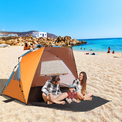 Pop Up Beach Tent Sun Shelter w/ Extended Porch, Sandbag & Carry Bag