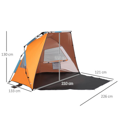 Pop Up Beach Tent Sun Shelter w/ Extended Porch, Sandbag & Carry Bag
