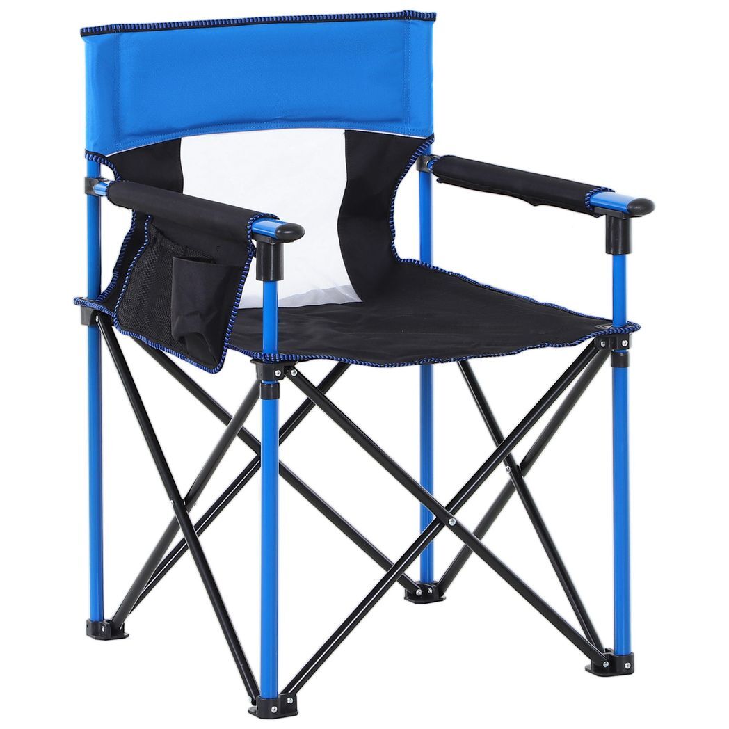 Outdoor Folding Fishing Camping Chair w/Cup Holder,Pocket,Backrest Blue