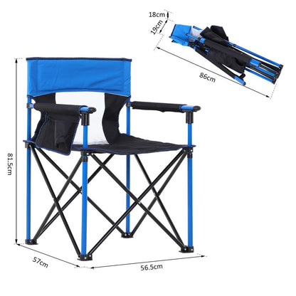 Outdoor Folding Fishing Camping Chair w/Cup Holder,Pocket,Backrest Blue