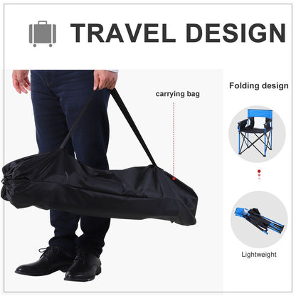 Outdoor Folding Fishing Camping Chair w/Cup Holder,Pocket,Backrest Blue