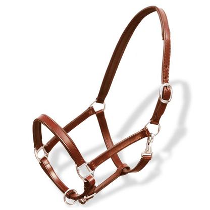 Real Leather Headcollar Stable Halter Adjustable Brown Pony