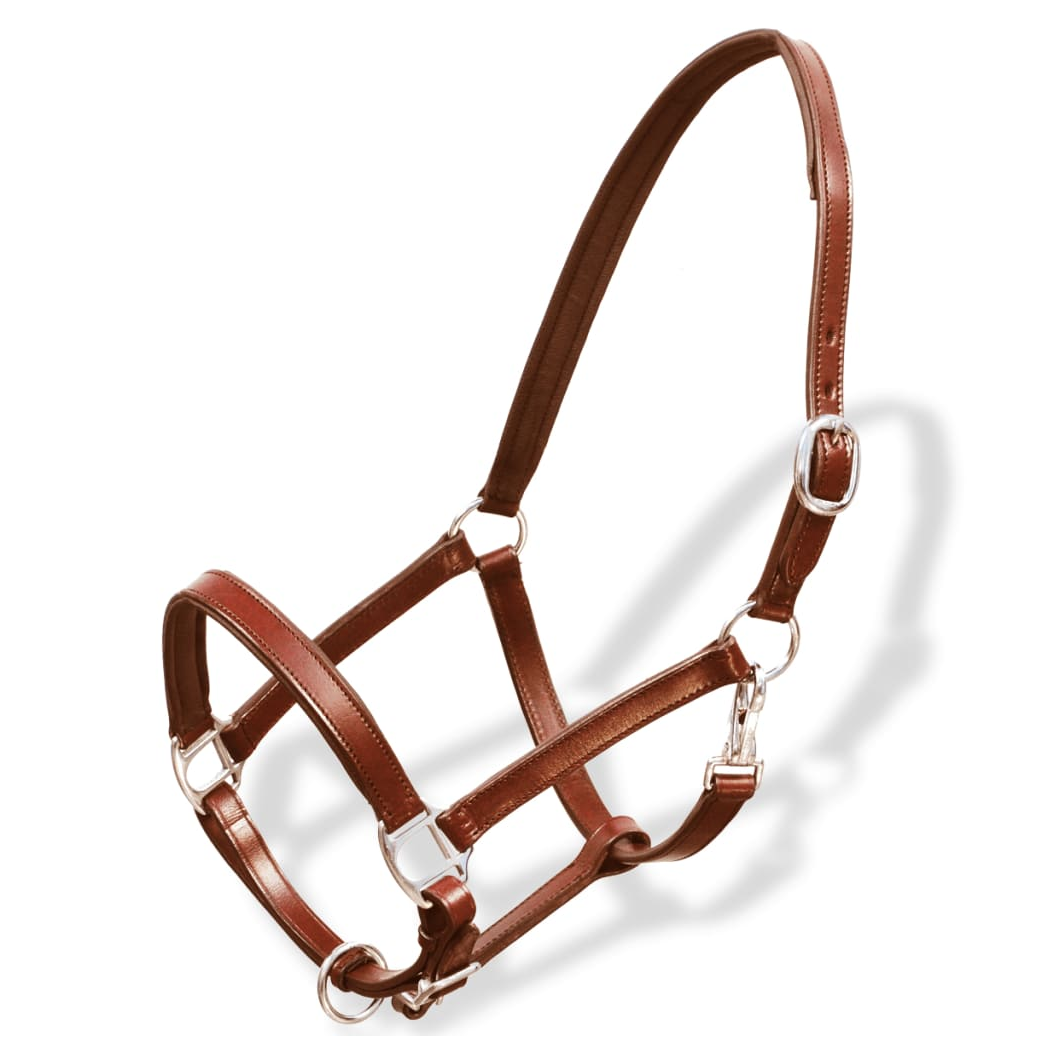 Real Leather Headcollar Stable Halter Adjustable Brown Pony
