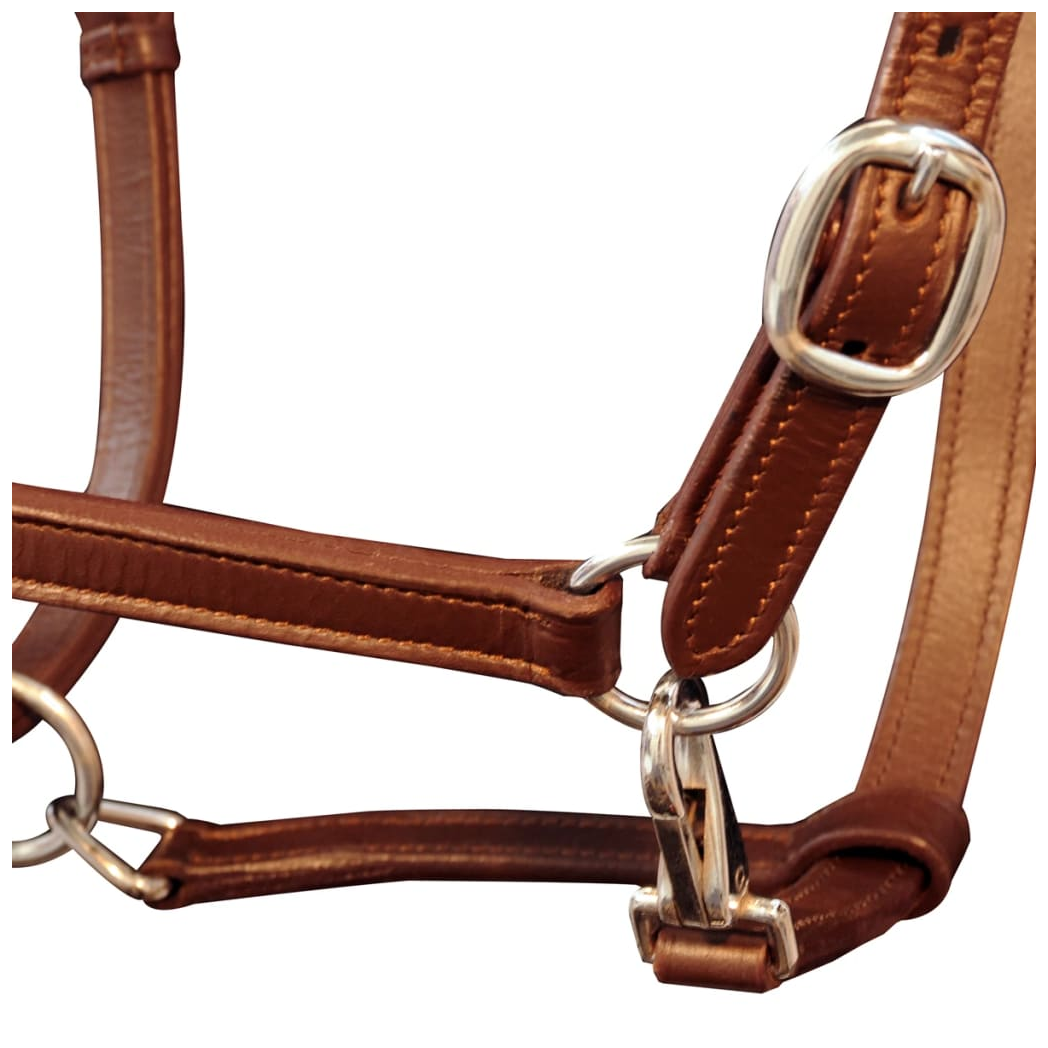 Real Leather Headcollar Stable Halter Adjustable Brown Pony