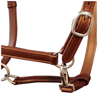 Real Leather Headcollar Stable Halter Adjustable Brown Pony