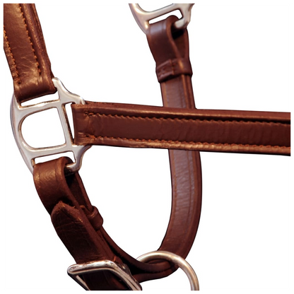 Real Leather Headcollar Stable Halter Adjustable Brown Pony