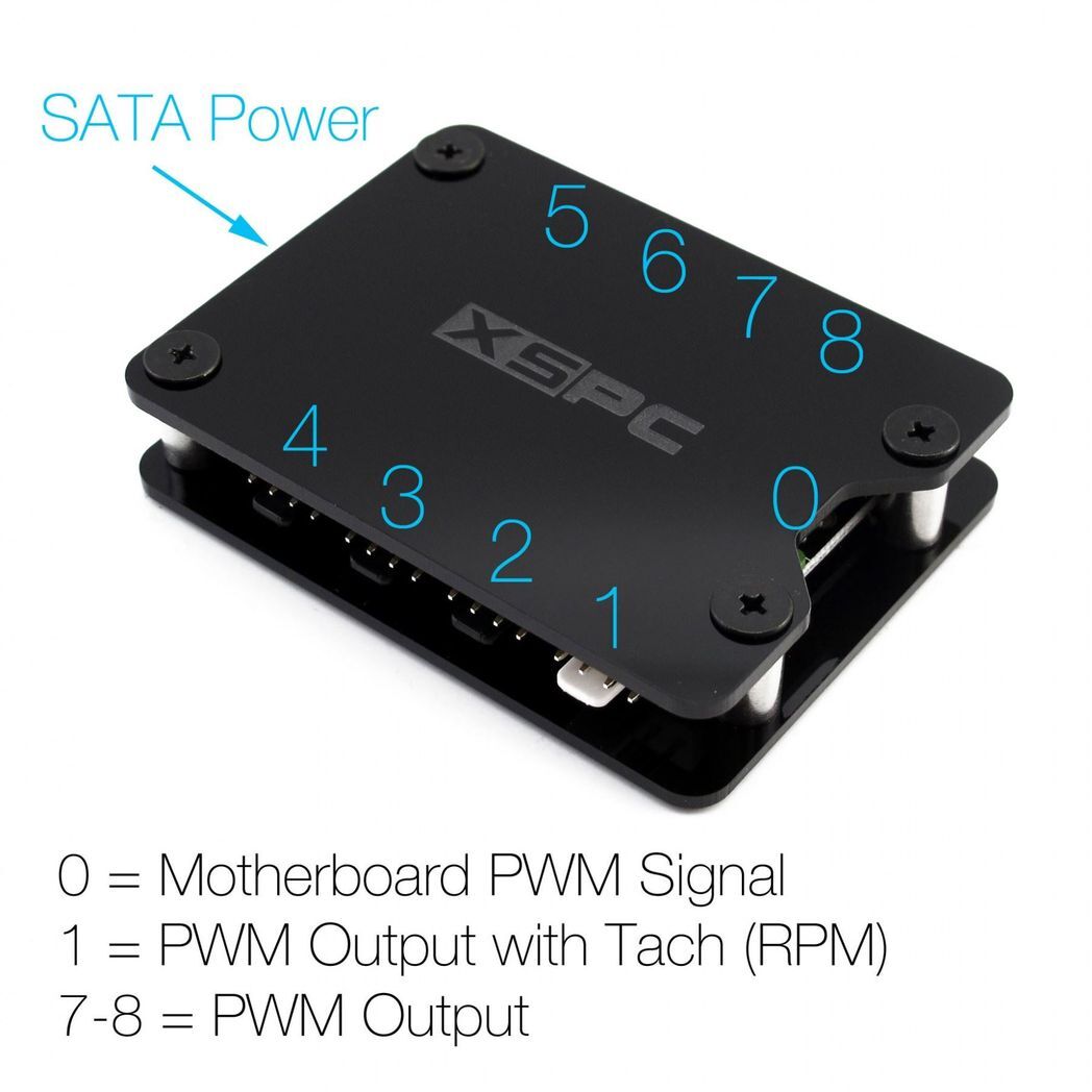 XSPC 8 Way PWM Splitter Hub - SATA Powered (White) V2