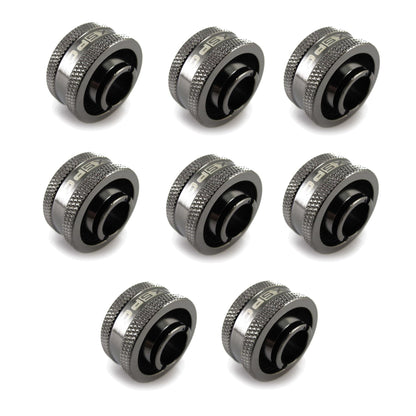 XSPC G1/4 to 1/2 ID 3/4 OD Compression Fitting V2 - Black Chrome (8 Pack)