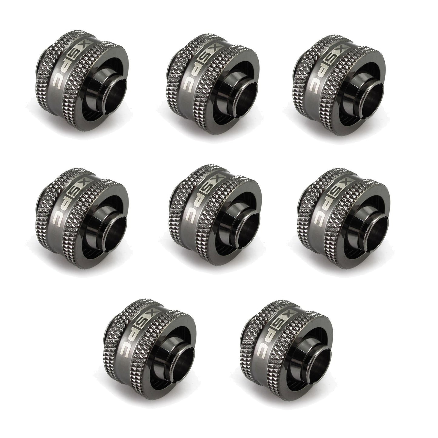 XSPC G1/4 to 3/8 ID 5/8 OD Compression Fitting V2 - Black Chrome (8 Pack)