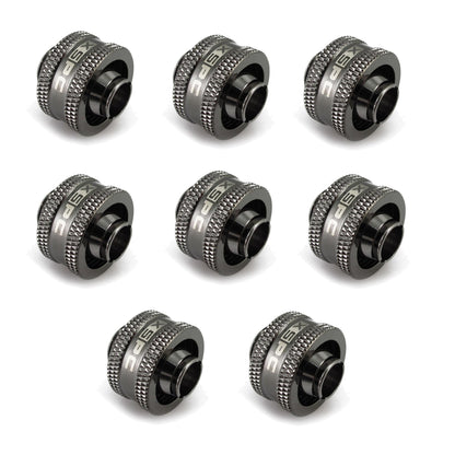 XSPC G1/4 to 3/8 ID 5/8 OD Compression Fitting V2 - Black Chrome (8 Pack)