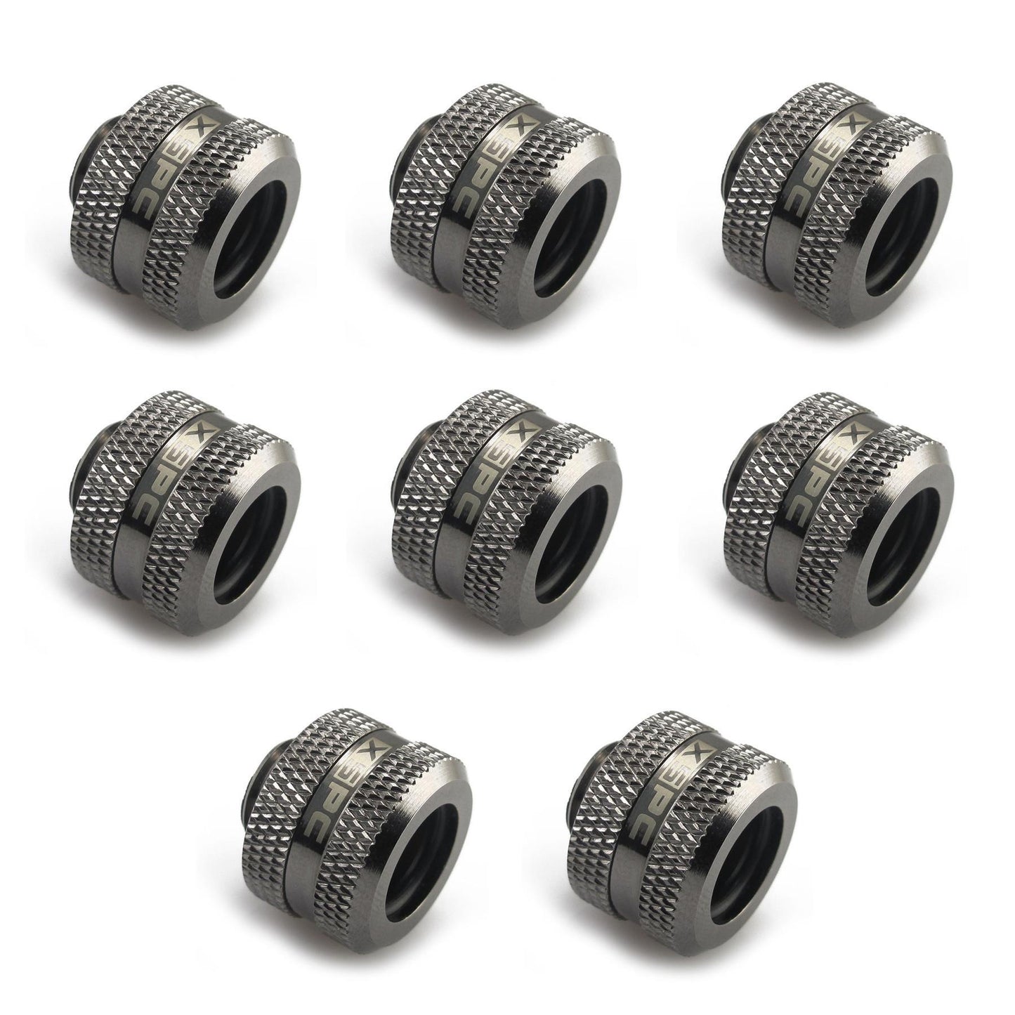 XSPC G1/4 to 14mm Rigid Tubing Triple Seal Fitting - Black Chrome (8 Pack)
