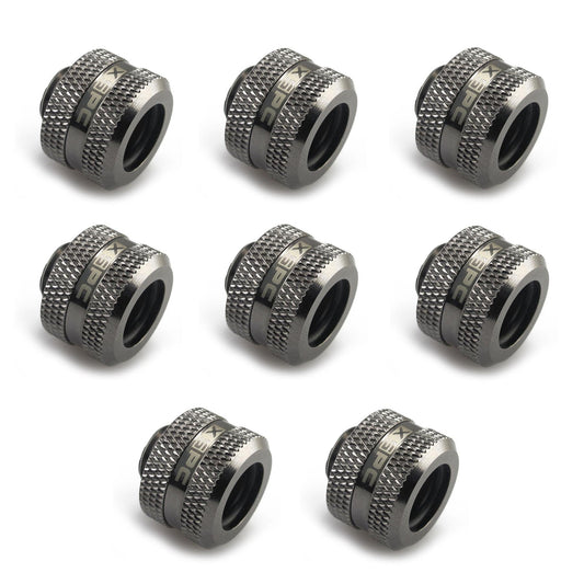 XSPC G1/4 to 14mm Rigid Tubing Triple Seal Fitting - Black Chrome (8 Pack)