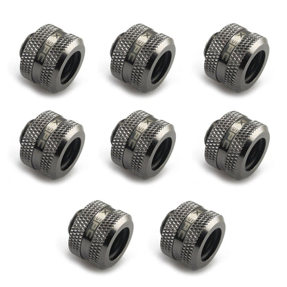 XSPC G1/4 to 14mm Rigid Tubing Triple Seal Fitting - Black Chrome (8 Pack)