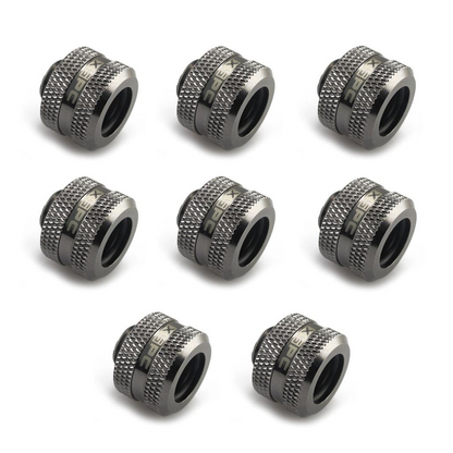 XSPC G1/4 to 14mm Rigid Tubing Triple Seal Fitting - Black Chrome (8 Pack)