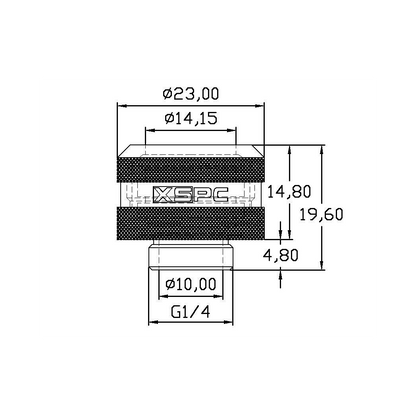 XSPC G1/4 to 14mm Rigid Tubing Triple Seal Fitting - Black Chrome (8 Pack)