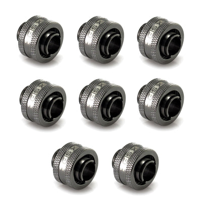XSPC G1/4 to 7/16 ID 5/8 OD Compression Fitting V2  - Black Chrome (8 Pack)