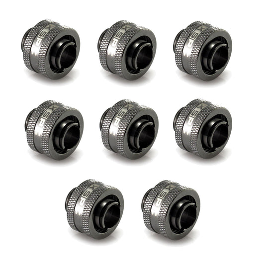 XSPC G1/4 to 7/16 ID 5/8 OD Compression Fitting V2  - Black Chrome (8 Pack)