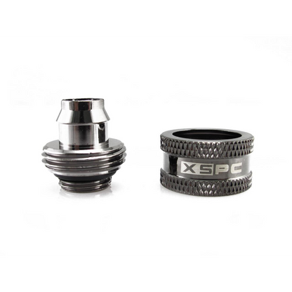 XSPC G1/4 to 7/16 ID 5/8 OD Compression Fitting V2  - Black Chrome (8 Pack)