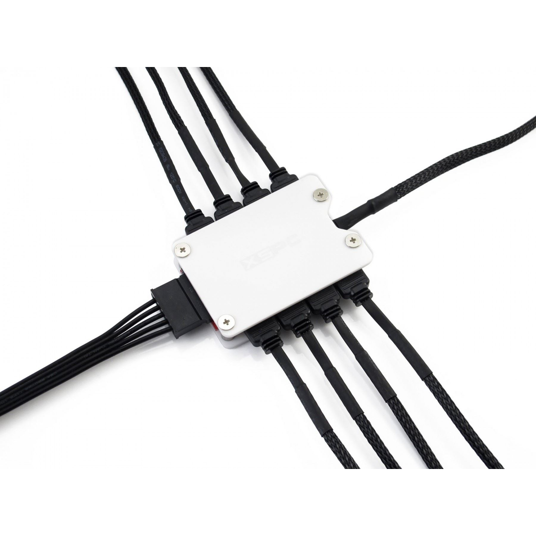 XSPC 8 Way, 3Pin, 5V, Addressable RGB Splitter Hub - SATA Powered (White)