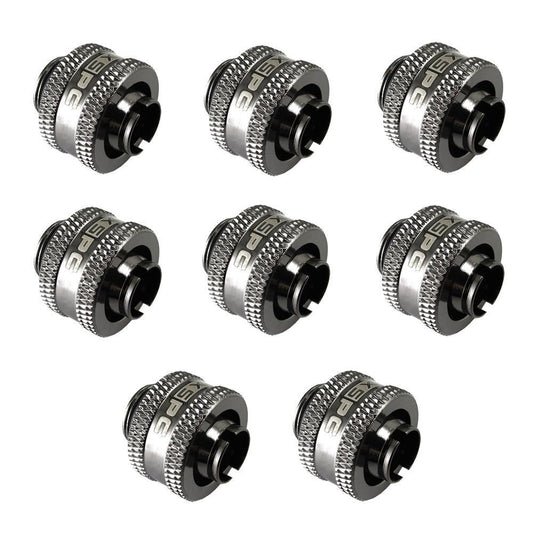 XSPC G1/4 to 3/8 ID 1/2 OD Compression Fitting V2 - Black Chrome (8 Pack)