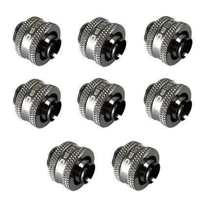 XSPC G1/4 to 3/8 ID 1/2 OD Compression Fitting V2 - Black Chrome (8 Pack)
