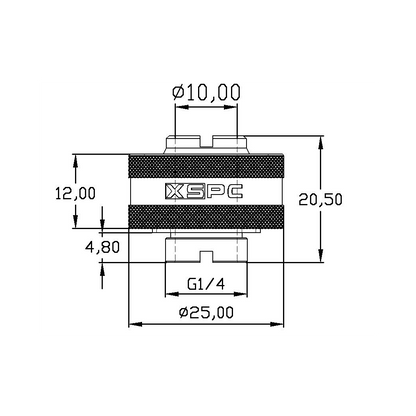 XSPC G1/4 to 1/2 ID 3/4 OD Compression Fitting V2 - Chrome (8 Pack)