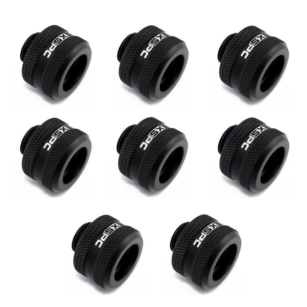 XSPC G1/4 to 14mm Rigid Tubing Triple Seal Fitting - Matte Black (8 Pack)