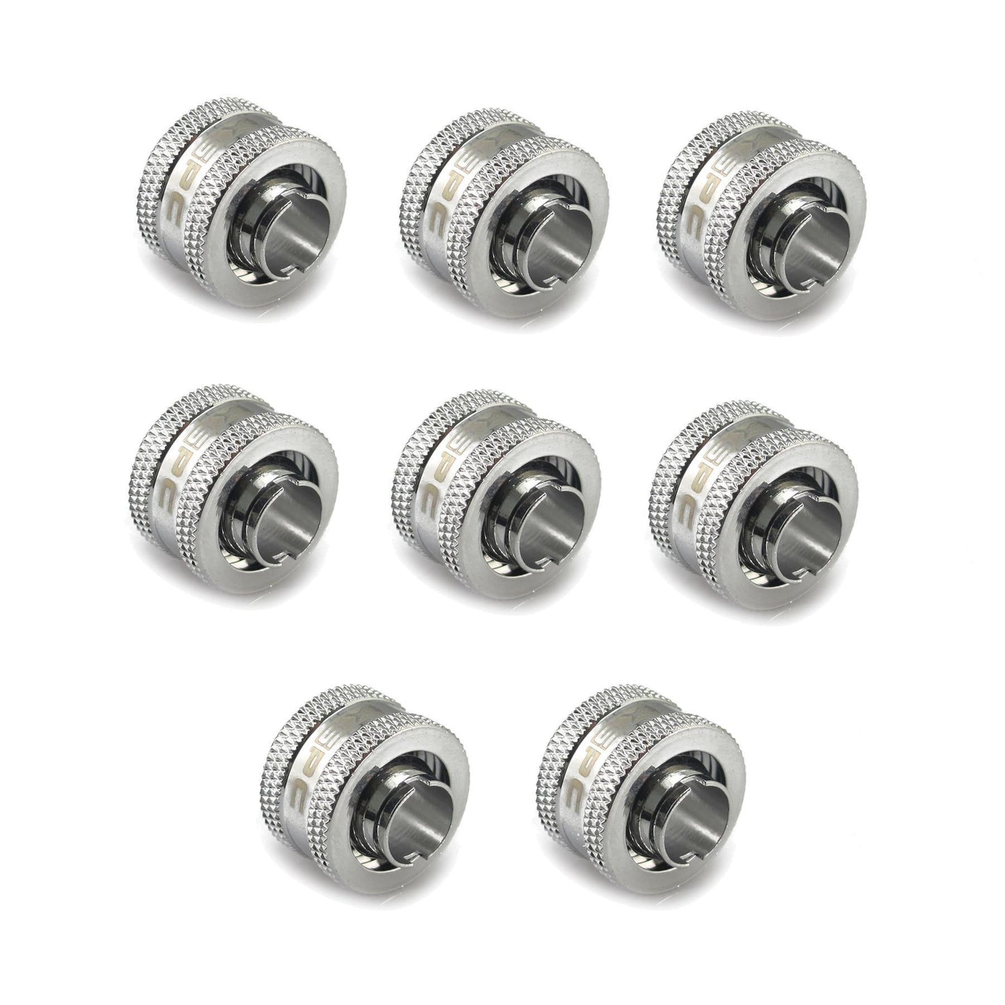 XSPC G1/4 to 3/8 ID 1/2 OD Compression Fitting V2 - Chrome (8 Pack)