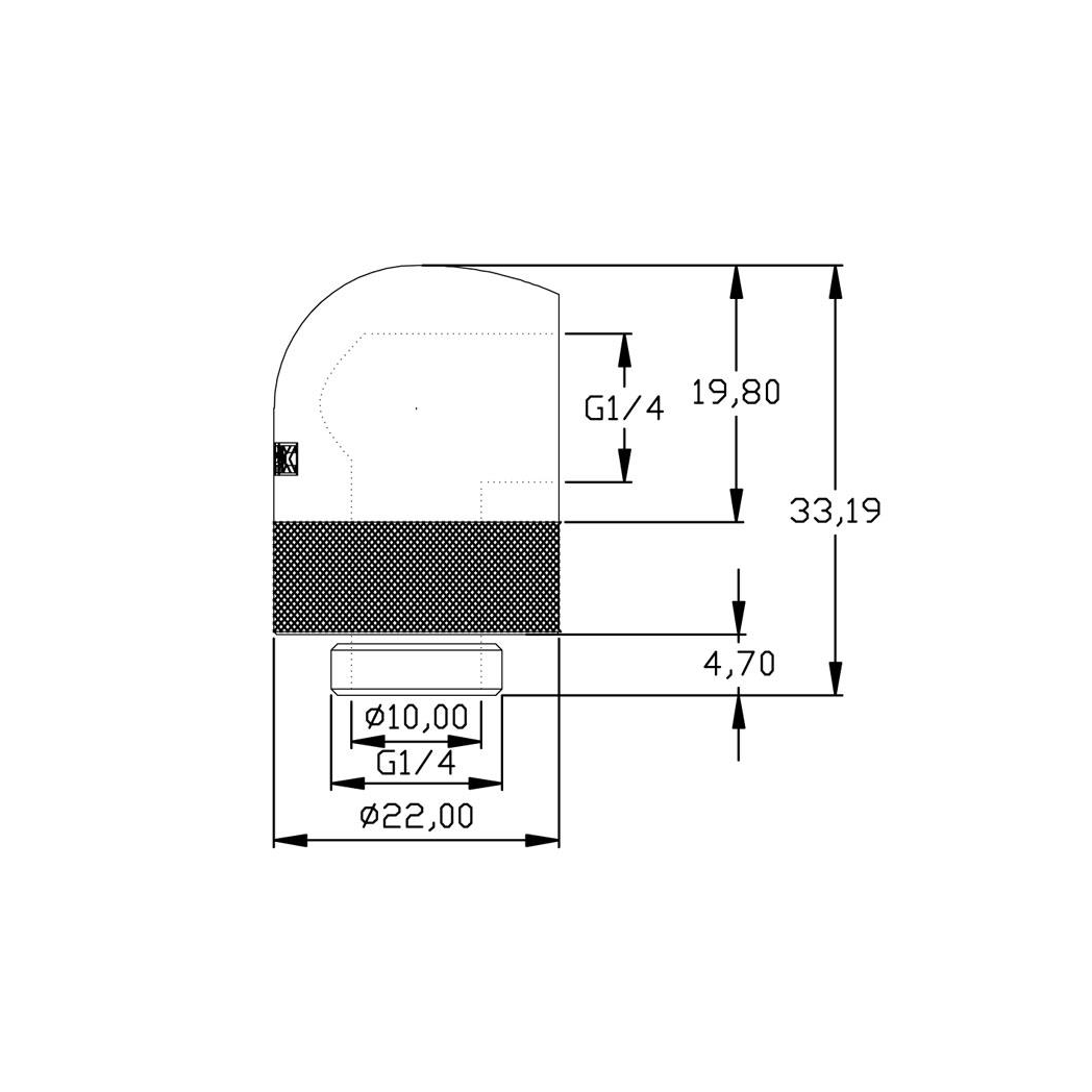 XSPC G1/4, 90 Degree Rotary Fitting V2 - Black Chrome (4 Pack)