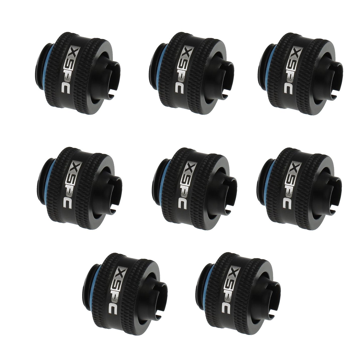 XSPC G1/4 to 3/8 ID 1/2 OD Compression Fitting V2 - Matte Black (8 Pack)