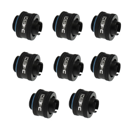 XSPC G1/4 to 3/8 ID 1/2 OD Compression Fitting V2 - Matte Black (8 Pack)