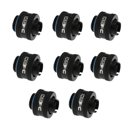 XSPC G1/4 to 3/8 ID 1/2 OD Compression Fitting V2 - Matte Black (8 Pack)