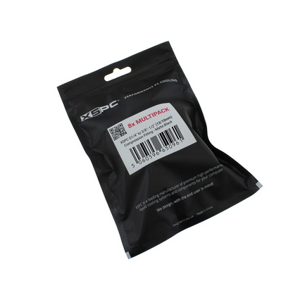 XSPC G1/4 to 3/8 ID 1/2 OD Compression Fitting V2 - Matte Black (8 Pack)