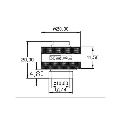 XSPC G1/4 to 3/8 ID 1/2 OD Compression Fitting V2 - Matte Black (8 Pack)