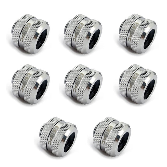 XSPC G1/4 to 14mm Rigid Tubing Triple Seal Fitting - Chrome (8 Pack)