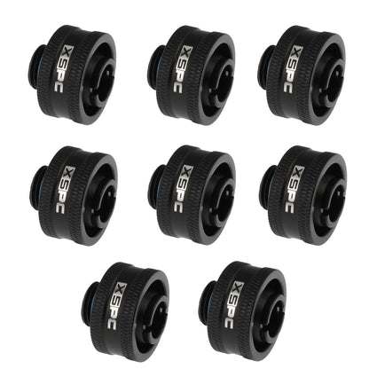 XSPC G1/4 to 1/2 ID 3/4 OD Compression Fitting V2 - Matte Black (8 Pack)
