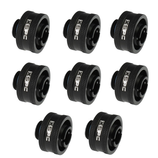 XSPC G1/4 to 1/2 ID 3/4 OD Compression Fitting V2 - Matte Black (8 Pack)