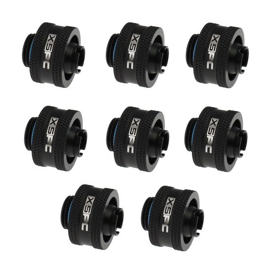 XSPC G1/4 to 3/8 ID 5/8 OD Compression Fitting V2 - Matte Black (8 Pack)