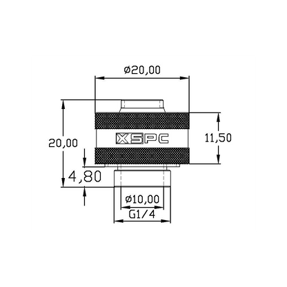XSPC G1/4 to 3/8 ID 5/8 OD Compression Fitting V2 - Matte Black (8 Pack)